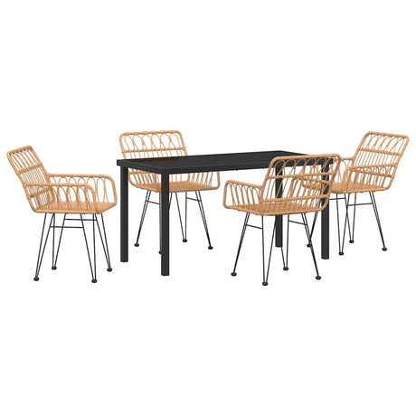 Garden Dining Set 5 pcs Brown Poly rattan