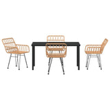Garden Dining Set 5 pcs Brown Poly rattan