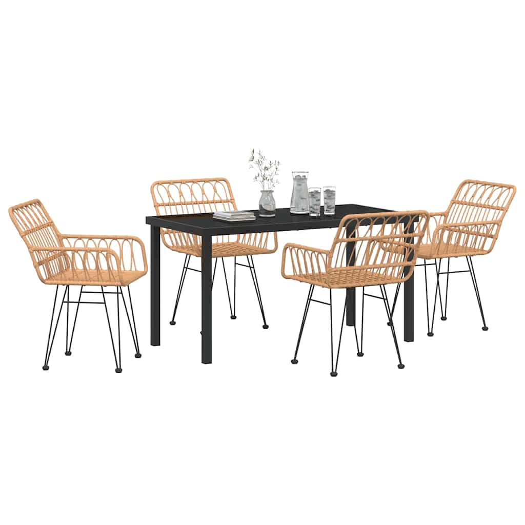 Garden Dining Set 5 pcs Brown Poly rattan
