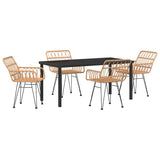 Garden Dining Set 5 pcs Brown Poly rattan