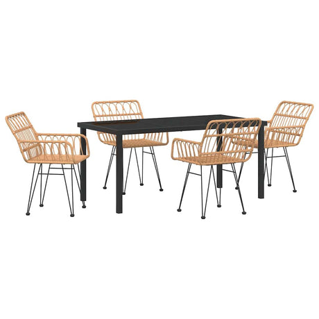 Garden Dining Set 5 pcs Brown Poly rattan