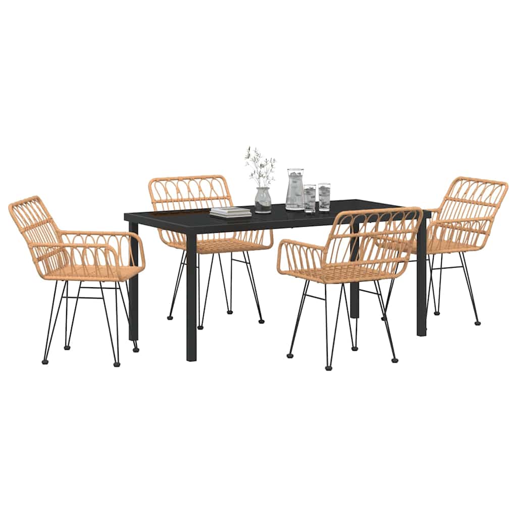 Garden Dining Set 5 pcs Brown Poly rattan