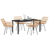 Garden Dining Set 5 pcs Brown Poly rattan