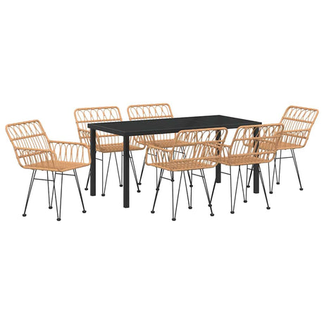 Garden Dining Set 7 pcs Brown Poly rattan