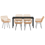 Garden Dining Set 7 pcs Brown Poly rattan
