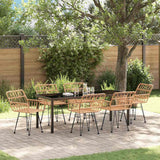 Garden Dining Set 7 pcs Brown Powder-Coated Steel