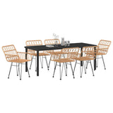 Garden Dining Set 7 pcs Brown Powder-Coated Steel