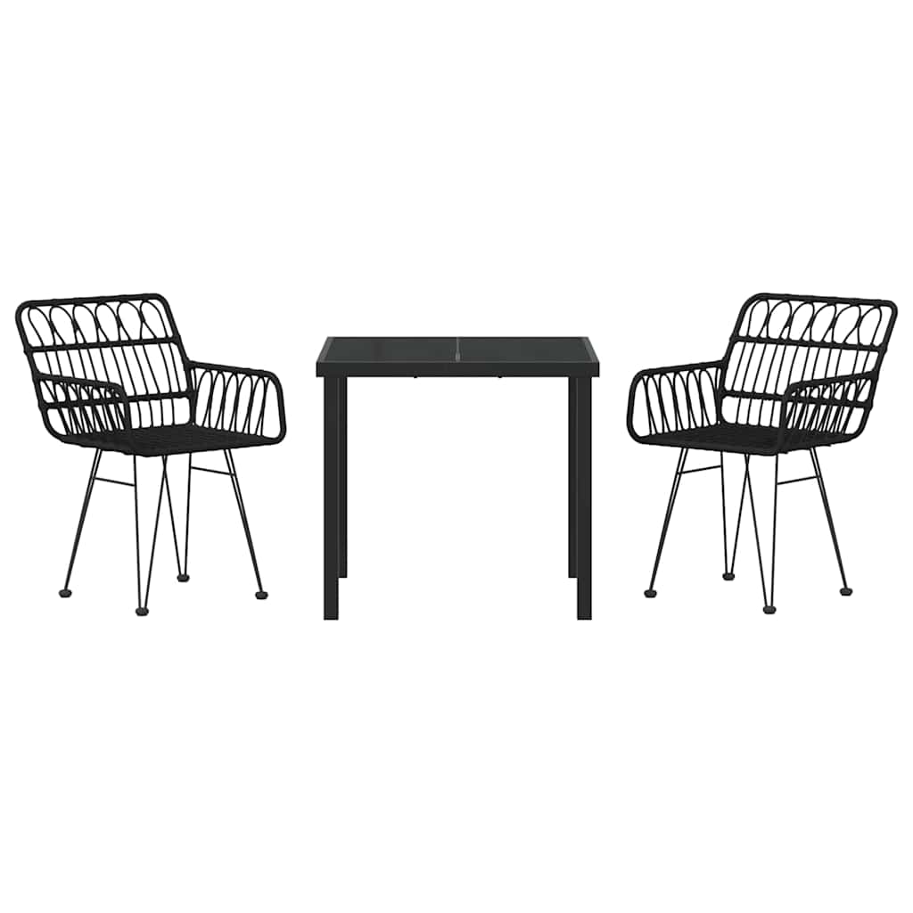 Garden Dining Set 3 pcs Black Poly rattan