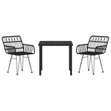 Garden Dining Set 3 pcs Black Poly rattan