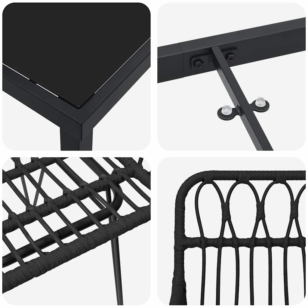 Garden Dining Set 5 pcs Black Poly rattan