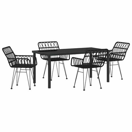 Garden Dining Set 5 pcs Black Poly rattan