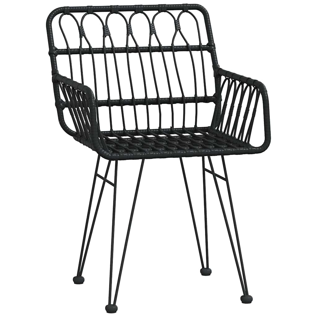Garden Dining Set 5 pcs Black Poly rattan