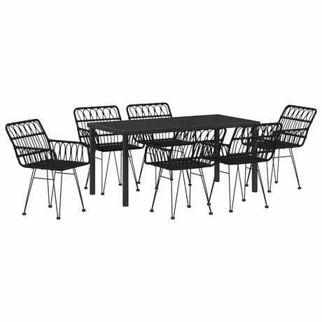 Garden Dining Set 7 pcs Black Poly rattan