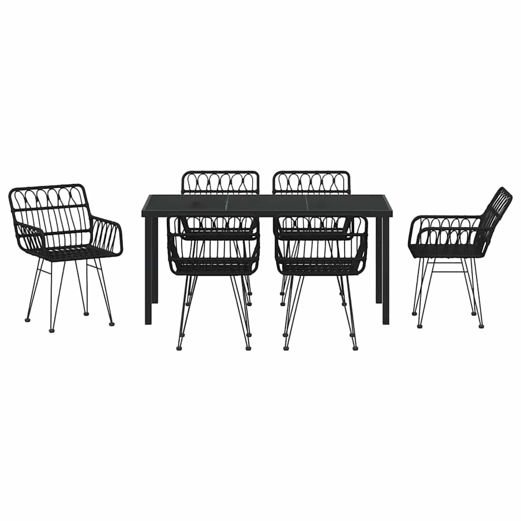 Garden Dining Set 7 pcs Black Poly rattan