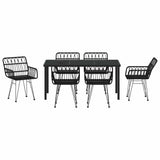 Garden Dining Set 7 pcs Black Poly rattan