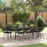 Garden Dining Set 9 pcs Black Powder-Coated Steel