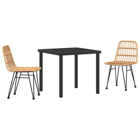 Garden Dining Set 3 pcs Brown Poly rattan