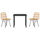 Garden Dining Set 3 pcs Brown Poly rattan
