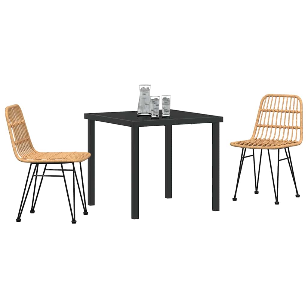 Garden Dining Set 3 pcs Brown Poly rattan