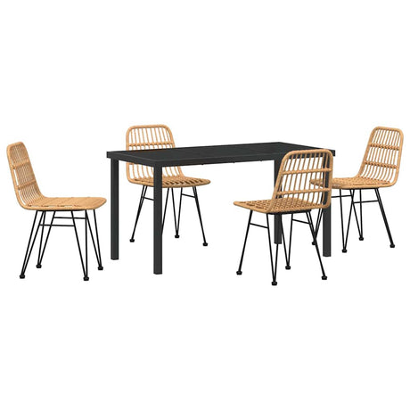 Garden Dining Set 4 pcs Brown Poly rattan