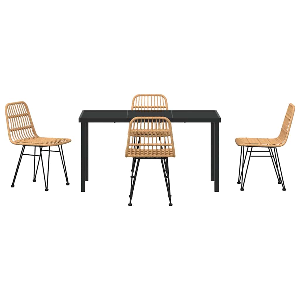 Garden Dining Set 4 pcs Brown Poly rattan