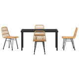 Garden Dining Set 4 pcs Brown Poly rattan