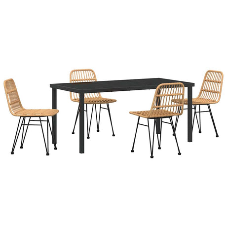 Garden Dining Set 5 pcs Brown Poly rattan