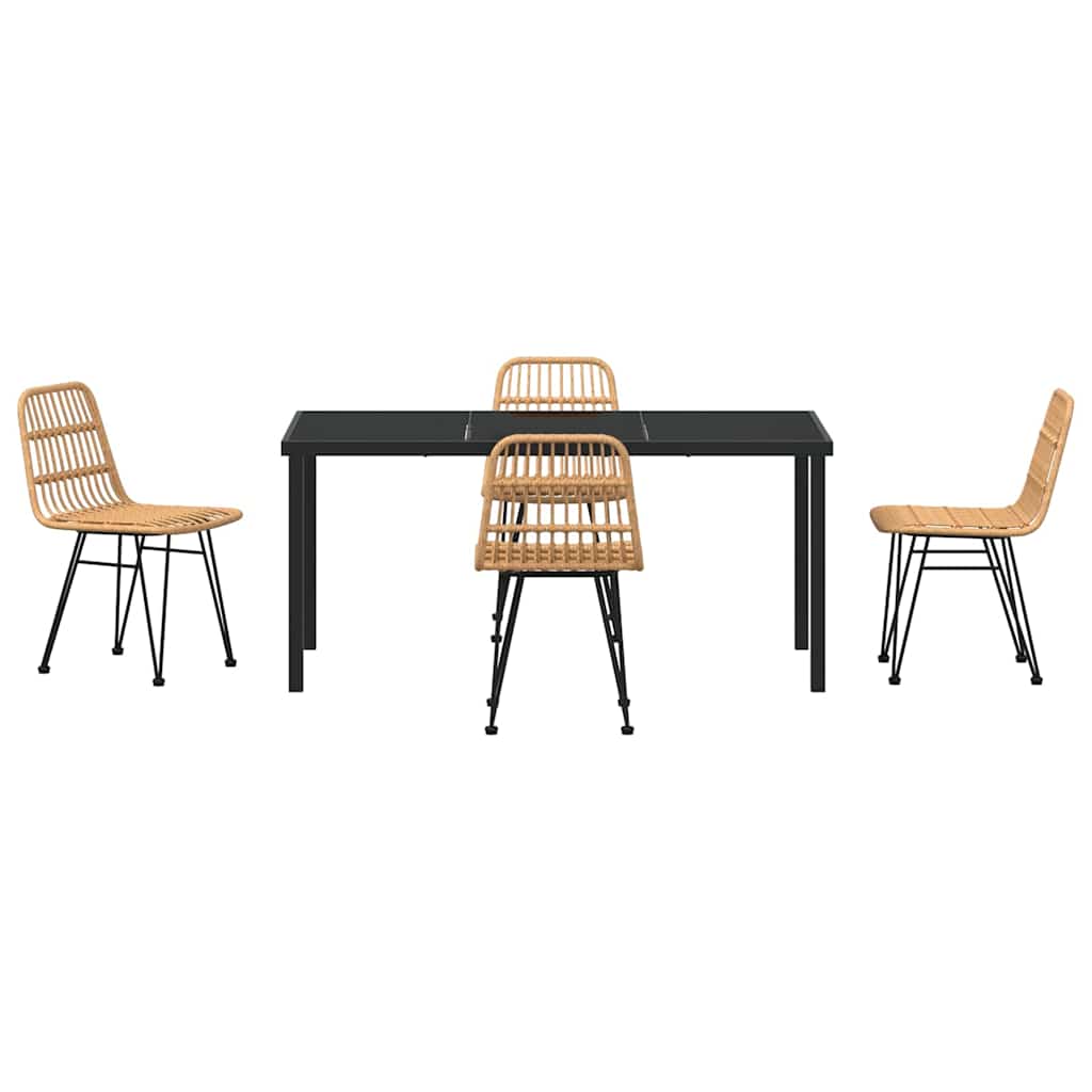 Garden Dining Set 5 pcs Brown Poly rattan