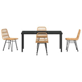 Garden Dining Set 5 pcs Brown Poly rattan