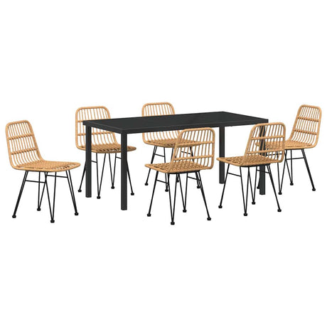 Garden Dining Set 7 pcs Brown Poly rattan