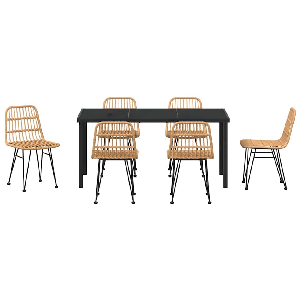 Garden Dining Set 7 pcs Brown Poly rattan