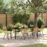 Garden Dining Set 7 pcs Brown Powder-Coated Steel