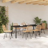 Garden Dining Set 7 pcs Brown Powder-Coated Steel