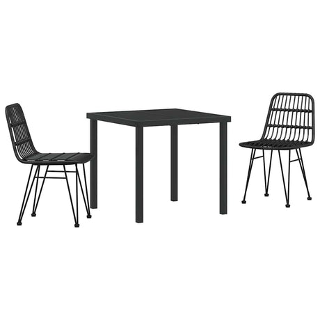 Garden Dining Set 3 pcs Black Poly rattan