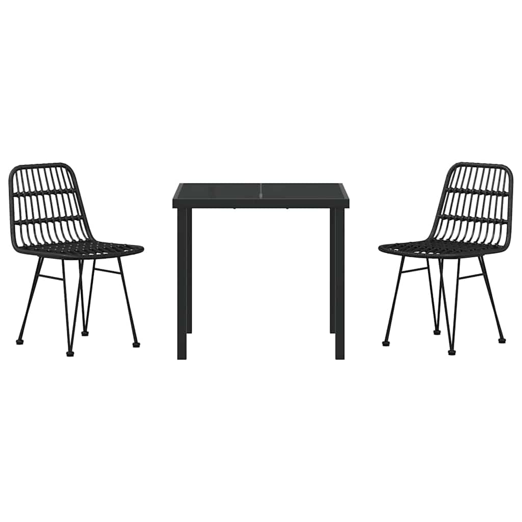 Garden Dining Set 3 pcs Black Poly rattan