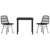 Garden Dining Set 3 pcs Black Poly rattan