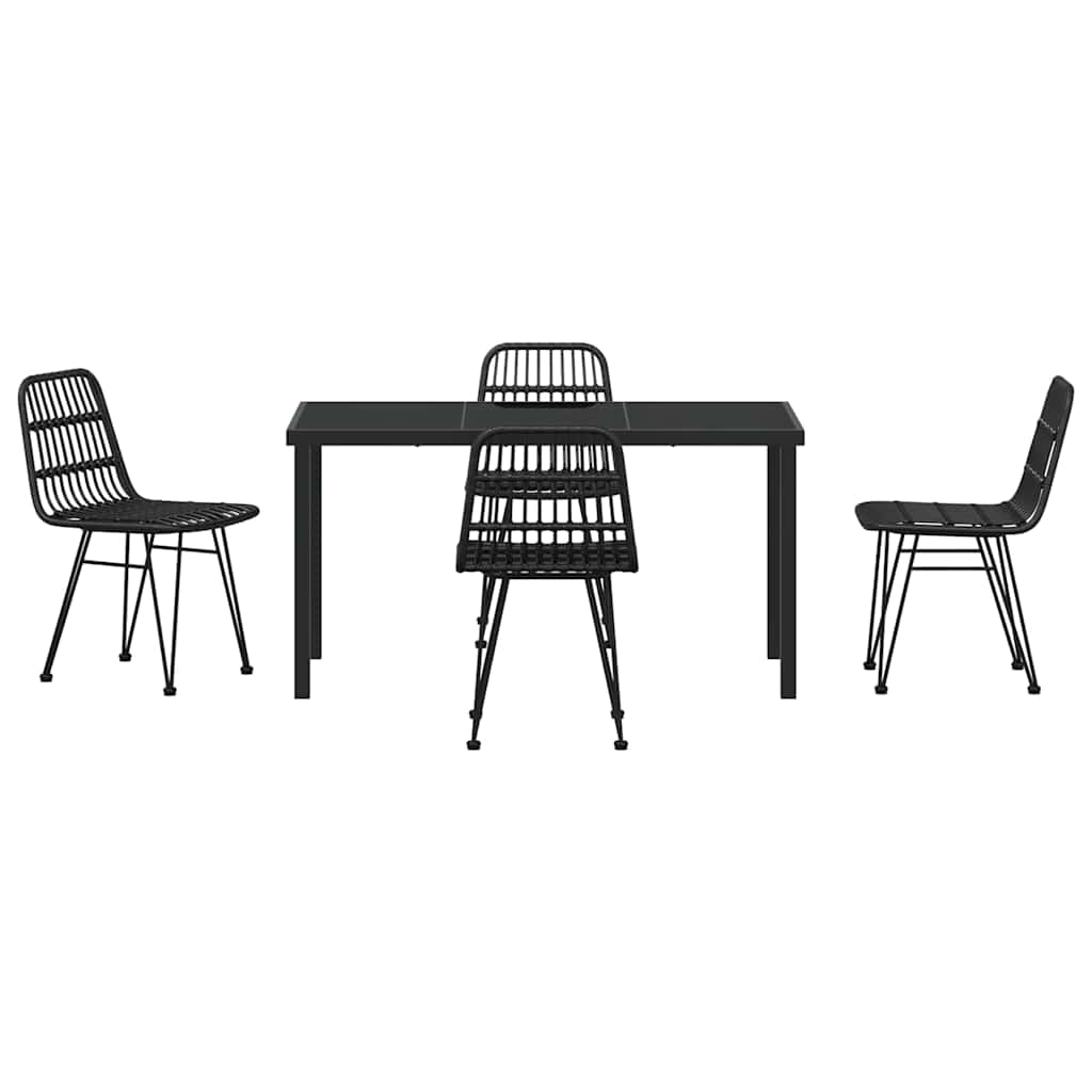 Garden Dining Set 5 pcs Black Poly rattan
