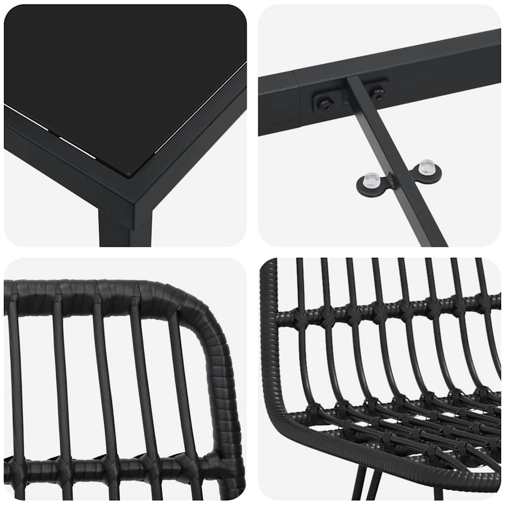 Garden Dining Set 5 pcs Black Poly rattan