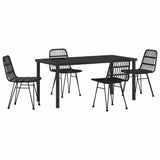 Garden Dining Set 5 pcs Black Poly rattan