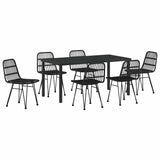 Garden Dining Set 7 pcs Black Poly rattan