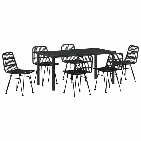 Garden Dining Set 7 pcs Black Poly rattan