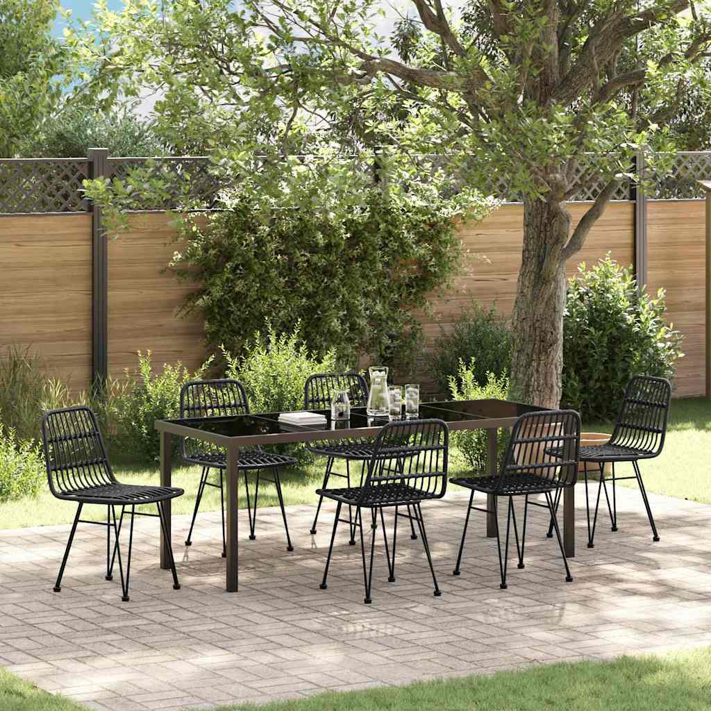 Garden Dining Set 7 pcs Black Powder-Coated Steel