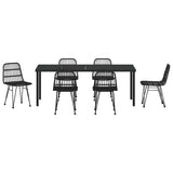 Garden Dining Set 7 pcs Black Powder-Coated Steel