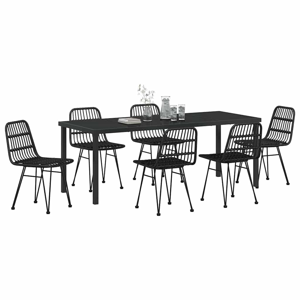 Garden Dining Set 7 pcs Black Powder-Coated Steel
