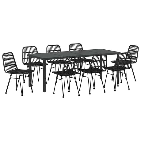 Garden Dining Set 9 pcs Black Powder-Coated Steel