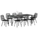 Garden Dining Set 9 pcs Black Powder-Coated Steel