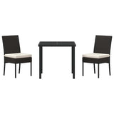 Garden Dining Set 3 pcs Black Poly rattan