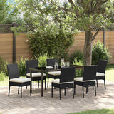Garden Dining Set 7 pcs Black Poly rattan