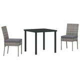 Garden Dining Set 3 pcs Grey Poly rattan