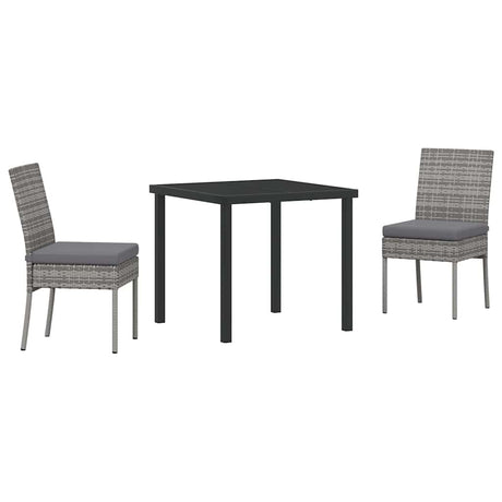 Garden Dining Set 3 pcs Grey Poly rattan